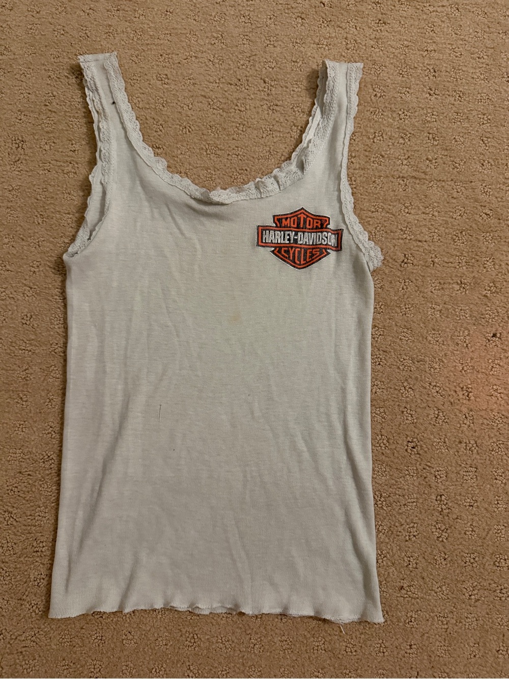 Vintage 80s Harley Davidson Lace Trim Cami Tank Top Authentic Uniprint Tag